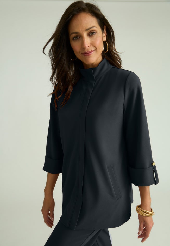 Knit Crepe Winged Collar Set image number 5