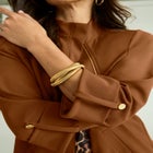 Knit Crepe Winged Collar Set image number null