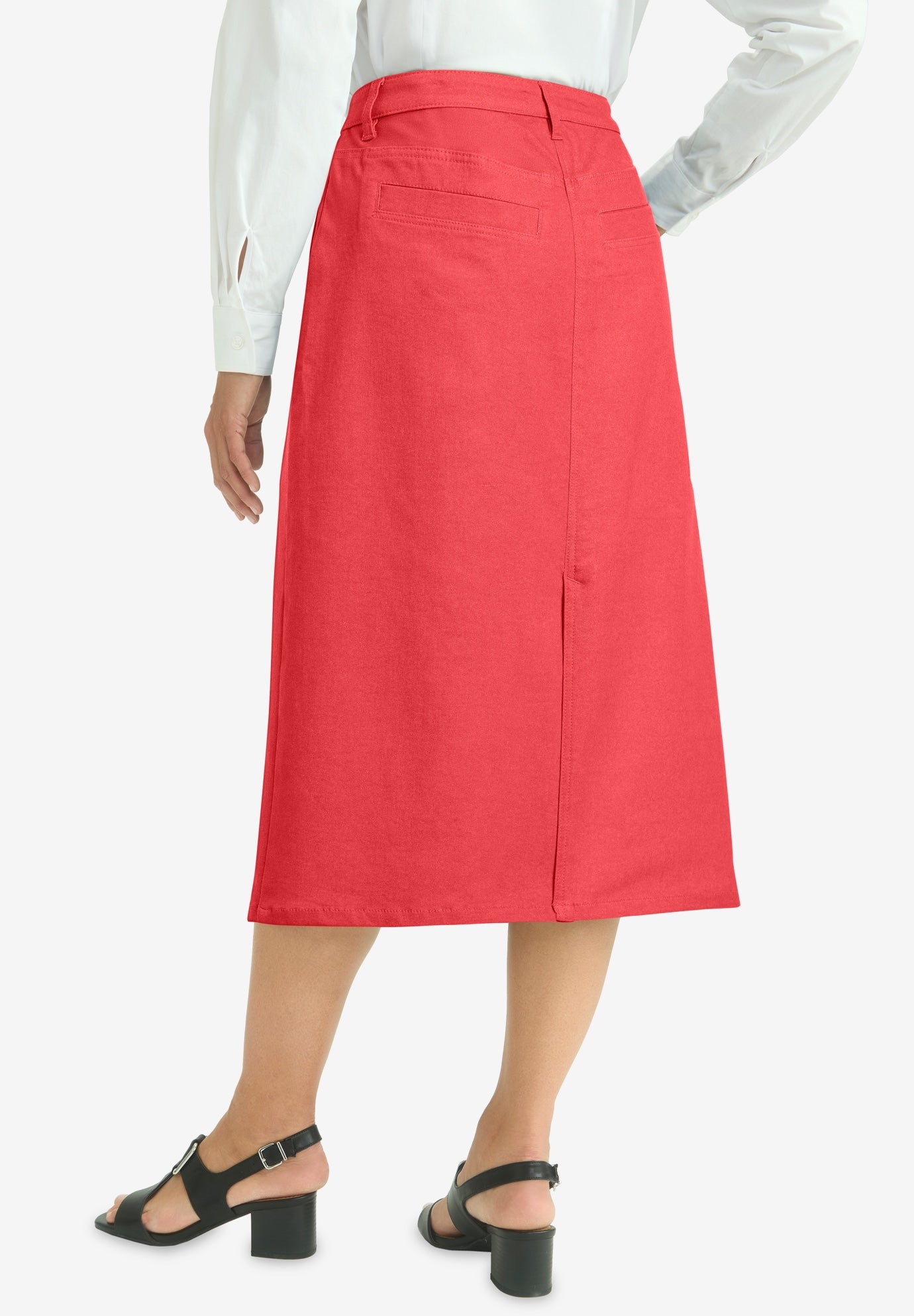 True Fit Button-Front Midi Skirt image number 1