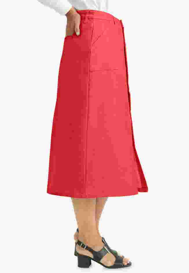 True Fit Button-Front Midi Skirt image number 2