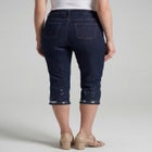 Plus Size Sequin Trim Straight Leg Capri Jean image number null