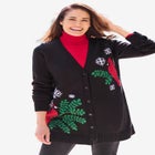 Holiday Motif Cardigan Sweater image number null
