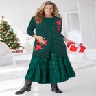 Holiday Motif Cardigan Sweater image number null