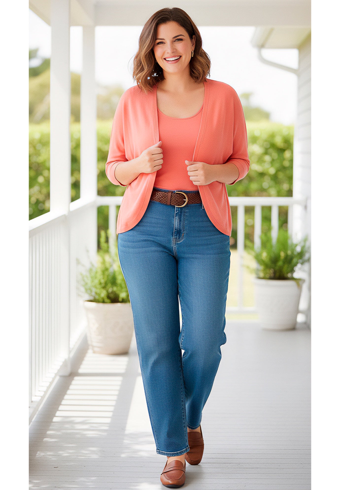 Rib Trim Cardigan Shrug Sweater image number 0