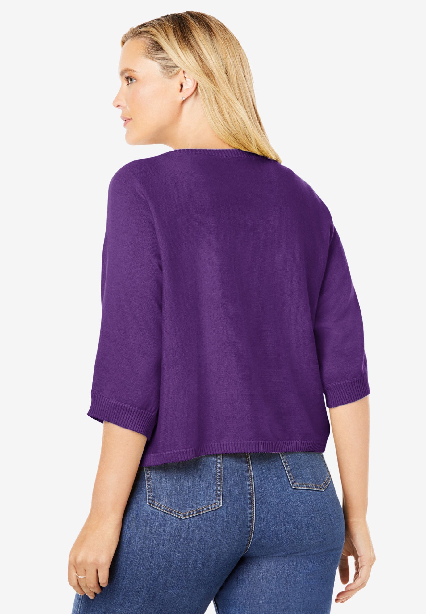 Rib Trim Cardigan Shrug Sweater image number 1