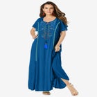 Plus Size Flutter Sleeve Hand Crinkled Maxi Dress – Curvy A-Line image number null
