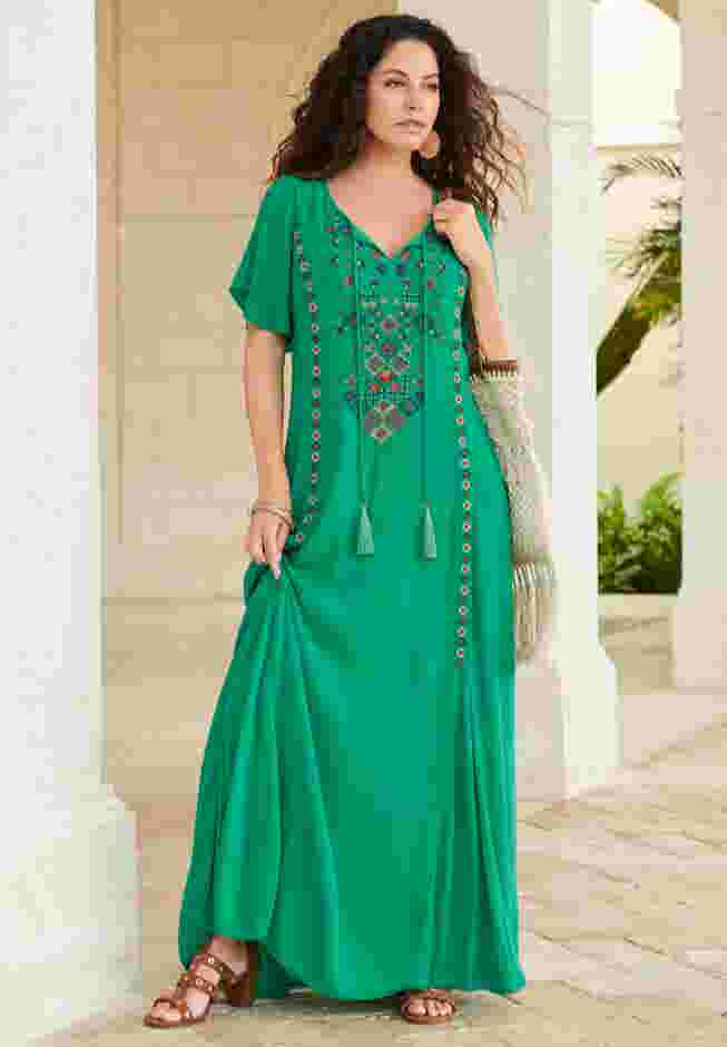 Aline Embroidered Crinkle Maxi Dress image number 0