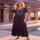 Plus Size Flutter Sleeve Hand Crinkled Maxi Dress &ndash; Curvy A-Line image number 0
