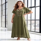 Plus Size Flutter Sleeve Hand Crinkled Maxi Dress &ndash; Curvy A-Line image number null