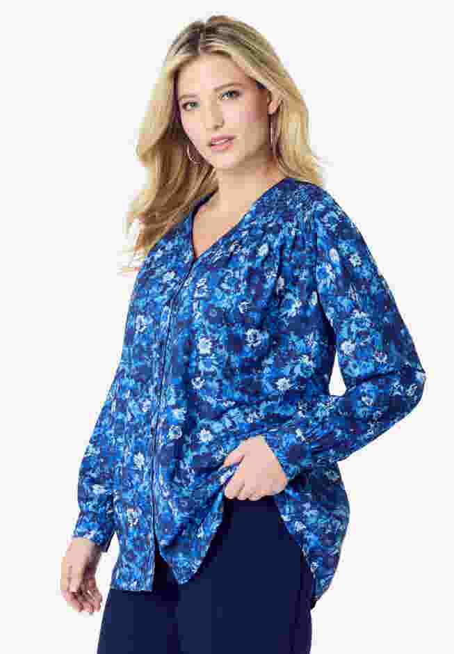 Smocked V-Neck Tunic image number 0