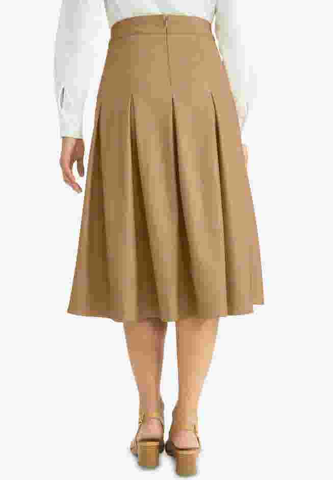 Faux Leather Pleated Midi Skirt image number 1