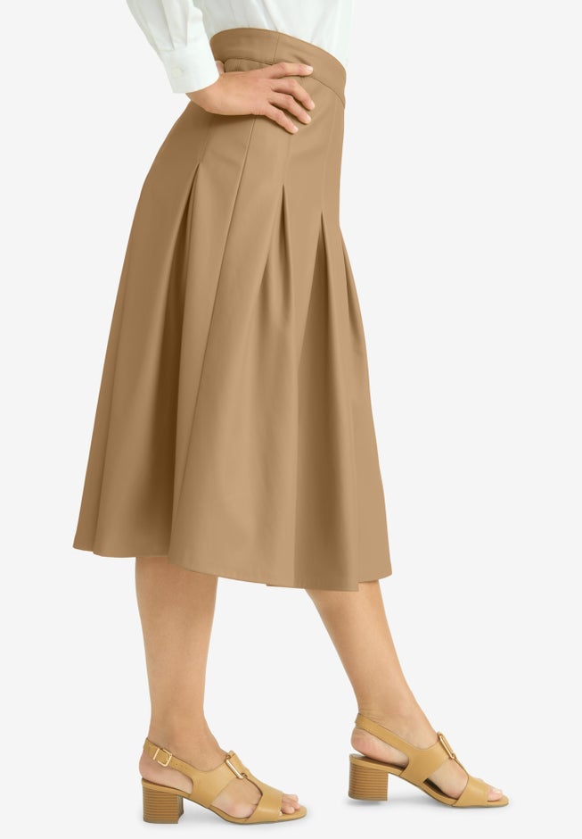 Faux Leather Pleated Midi Skirt image number 2