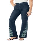 Plus Size Invisible Stretch&reg; Embroidered Split Flare-Leg Jean image number null