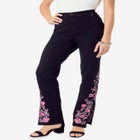 Plus Size Invisible Stretch® Embroidered Split Flare-Leg Jean image number null