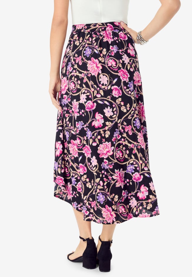 Plus Size Asymmetrical Hem Skirt image number 1