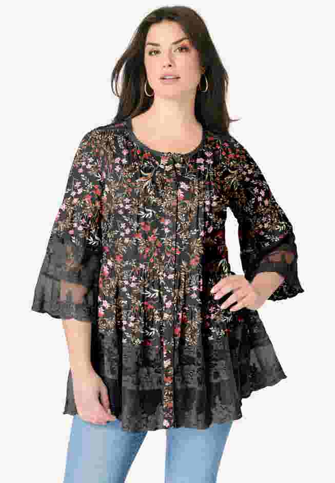 Lace Illusion Blouse image number 0