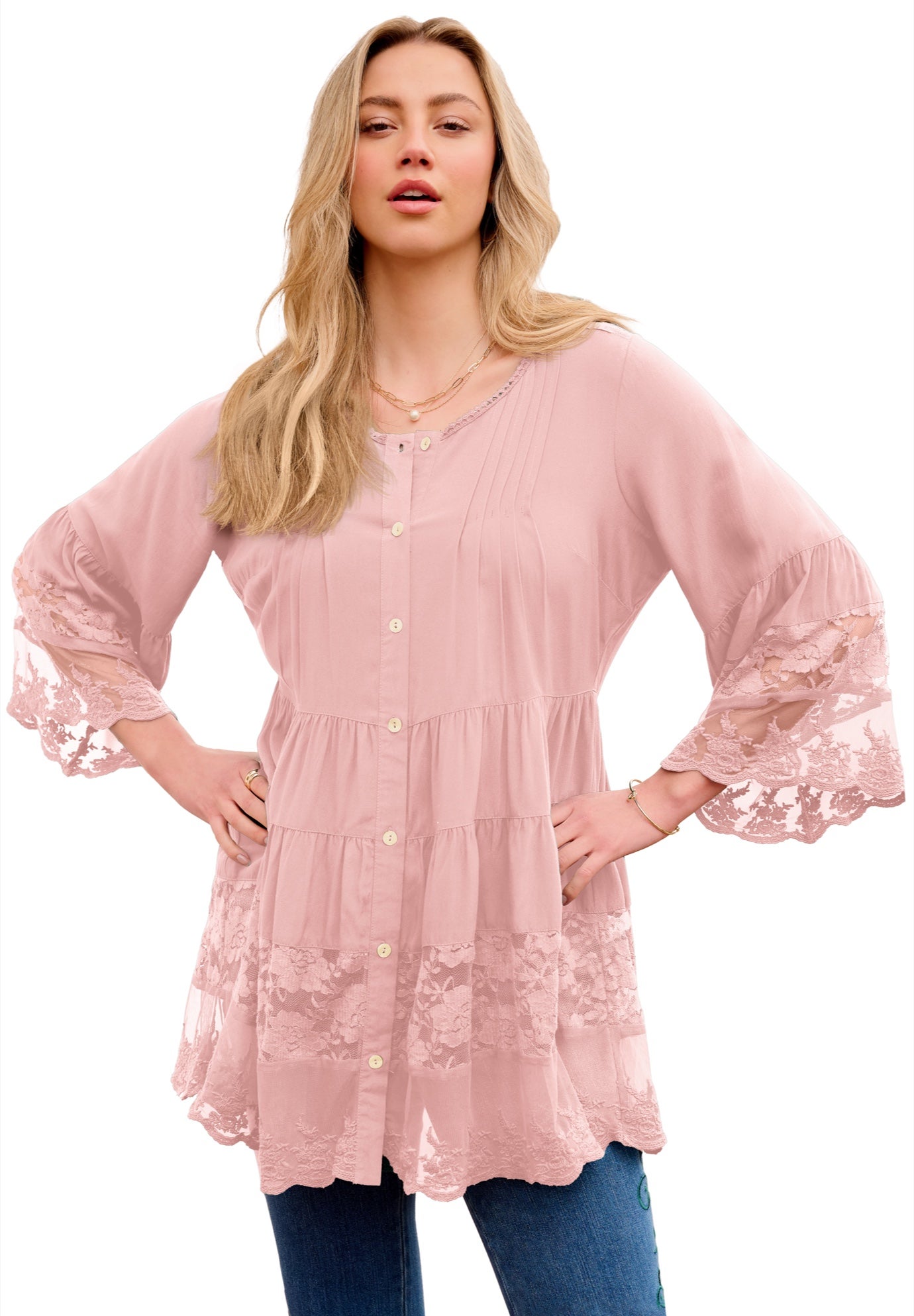 Lace Illusion Blouse image number 0