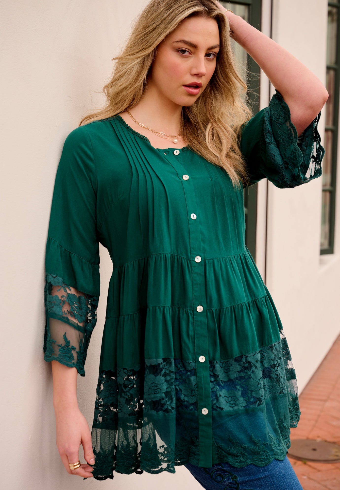 Lace Illusion Blouse image number 0