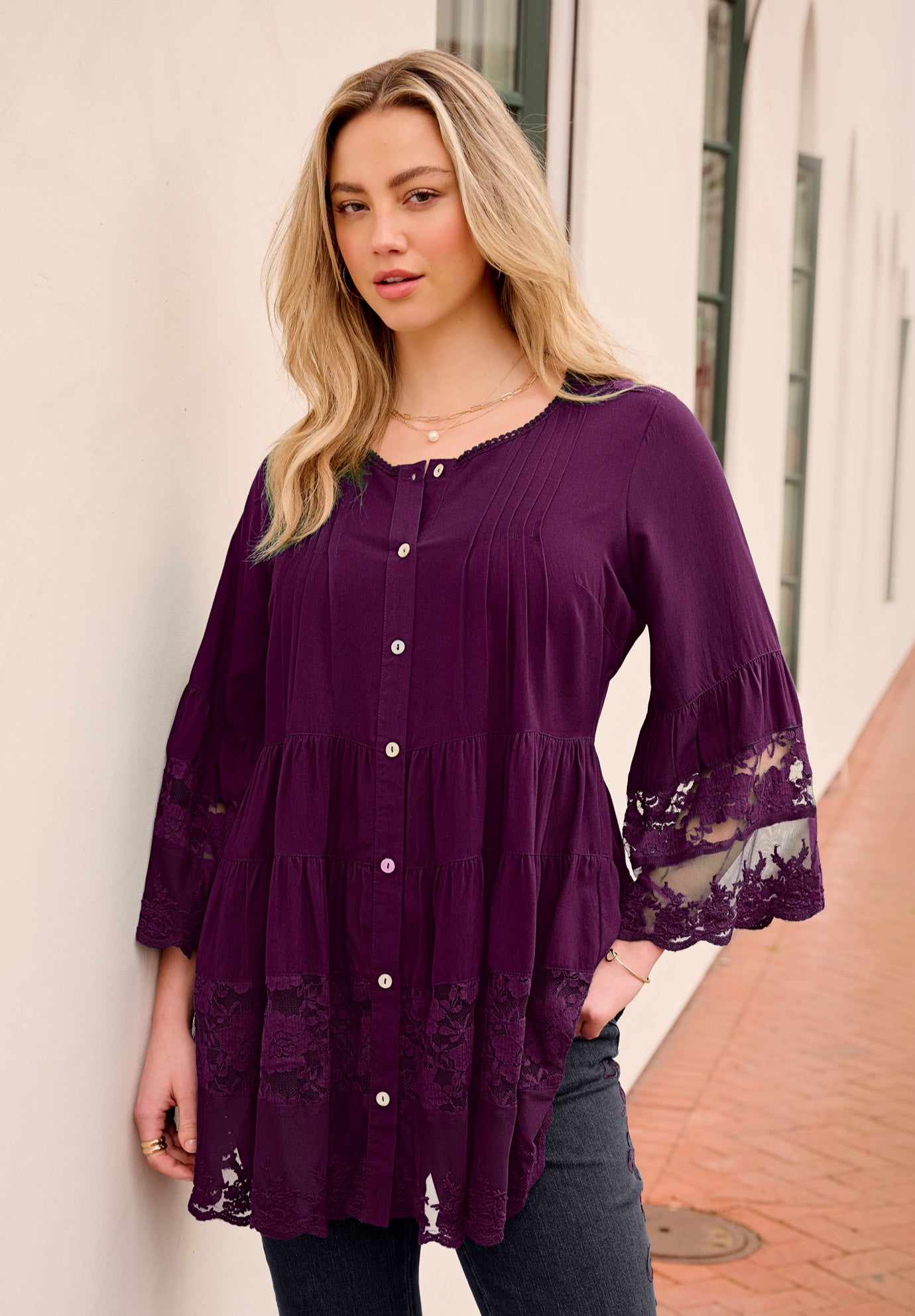 Lace Illusion Blouse image number 0