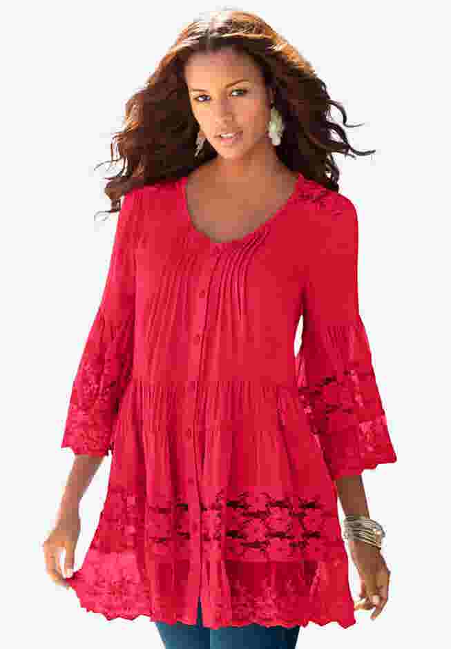 Lace Illusion Blouse image number 4