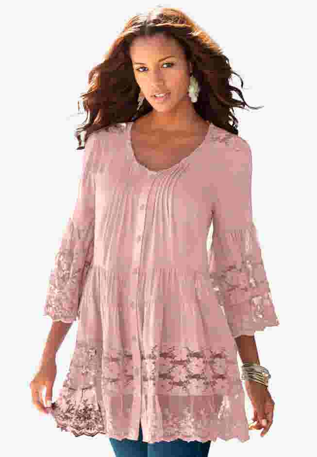 Lace Illusion Blouse image number 0