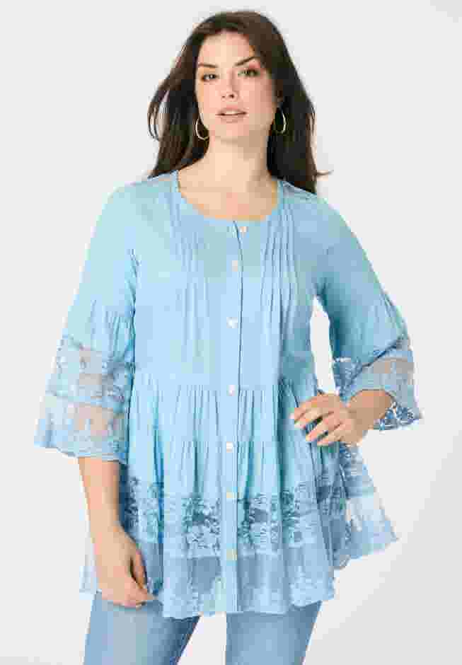 Lace Illusion Blouse image number 0