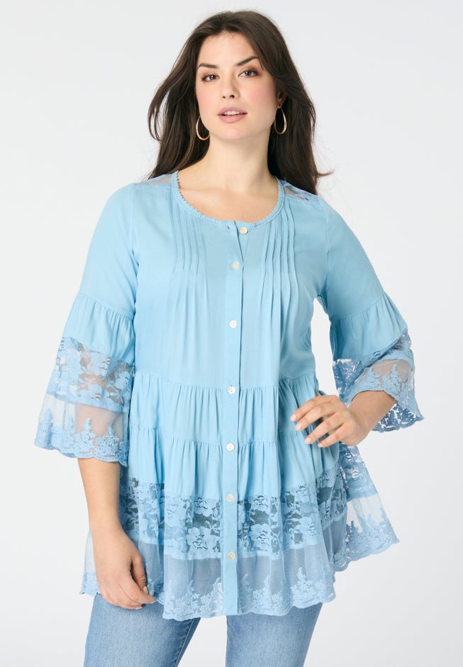 Lace Illusion Blouse image number 0