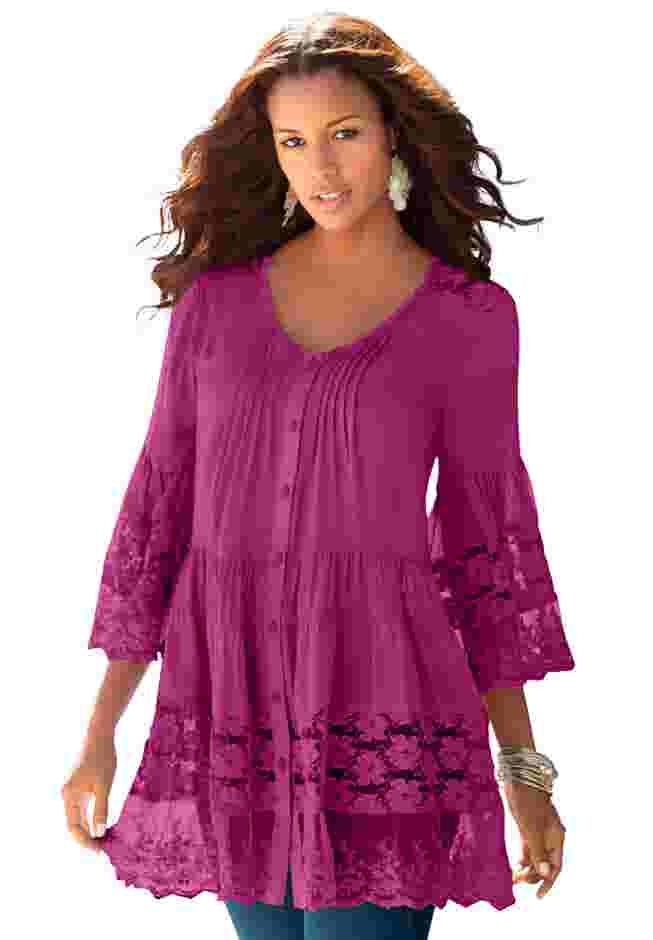 Lace Illusion Blouse image number 0