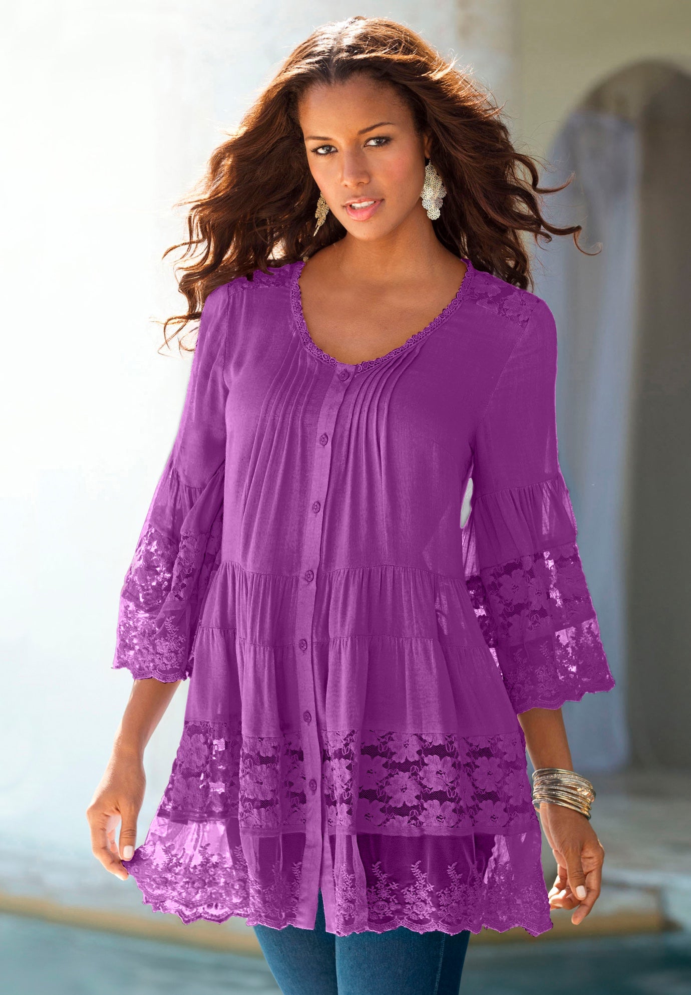 Lace Illusion Blouse image number 0