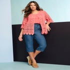 Plus Size Scallop Trim Crochet Cardigan image number null