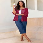 Plus Size Scallop Trim Crochet Cardigan image number null