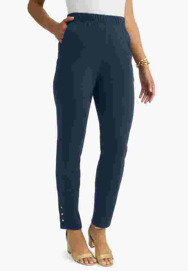 Stretch Soft Knit Slim Straight Snap Pant image number 0