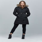 Water-Resistant Faux-Fur Trim A-Line Puffer Coat image number 5