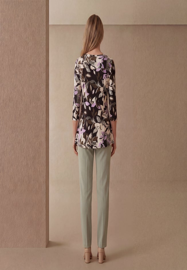 Knit Crepe Sweetheart Neckline Peplum Top image number 2