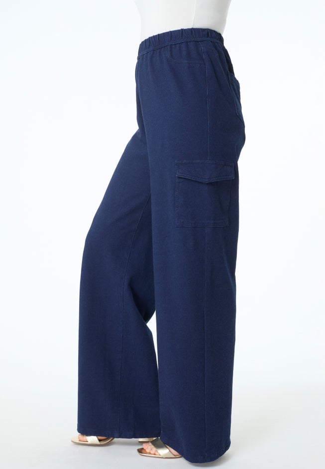 Wide Leg Cargo Knit Jean image number 1