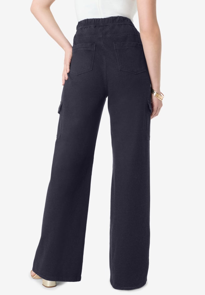 Wide Leg Cargo Knit Jean image number 1