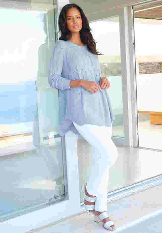 Scallop Hem Pointelle Sweater image number 0