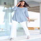 Scallop Hem Pointelle Sweater image number null