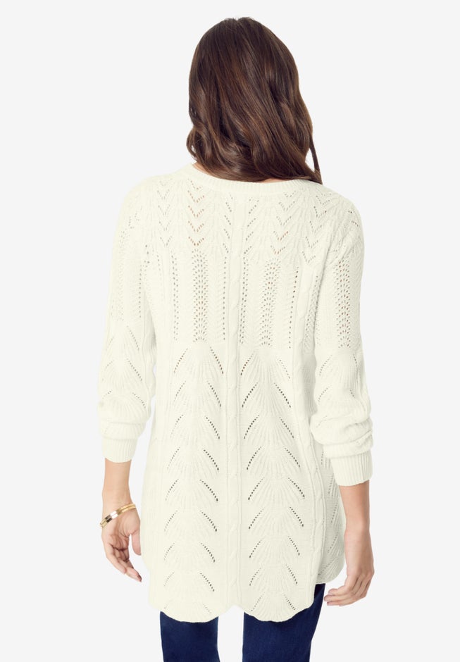 Scallop Hem Pointelle Sweater image number 2