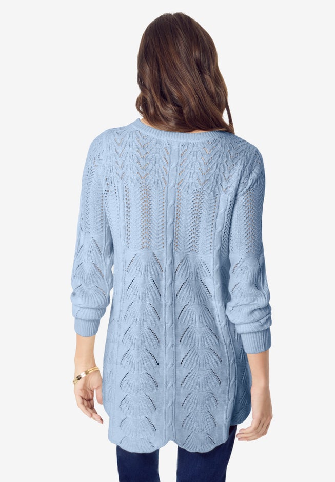 Scallop Hem Pointelle Sweater image number 2