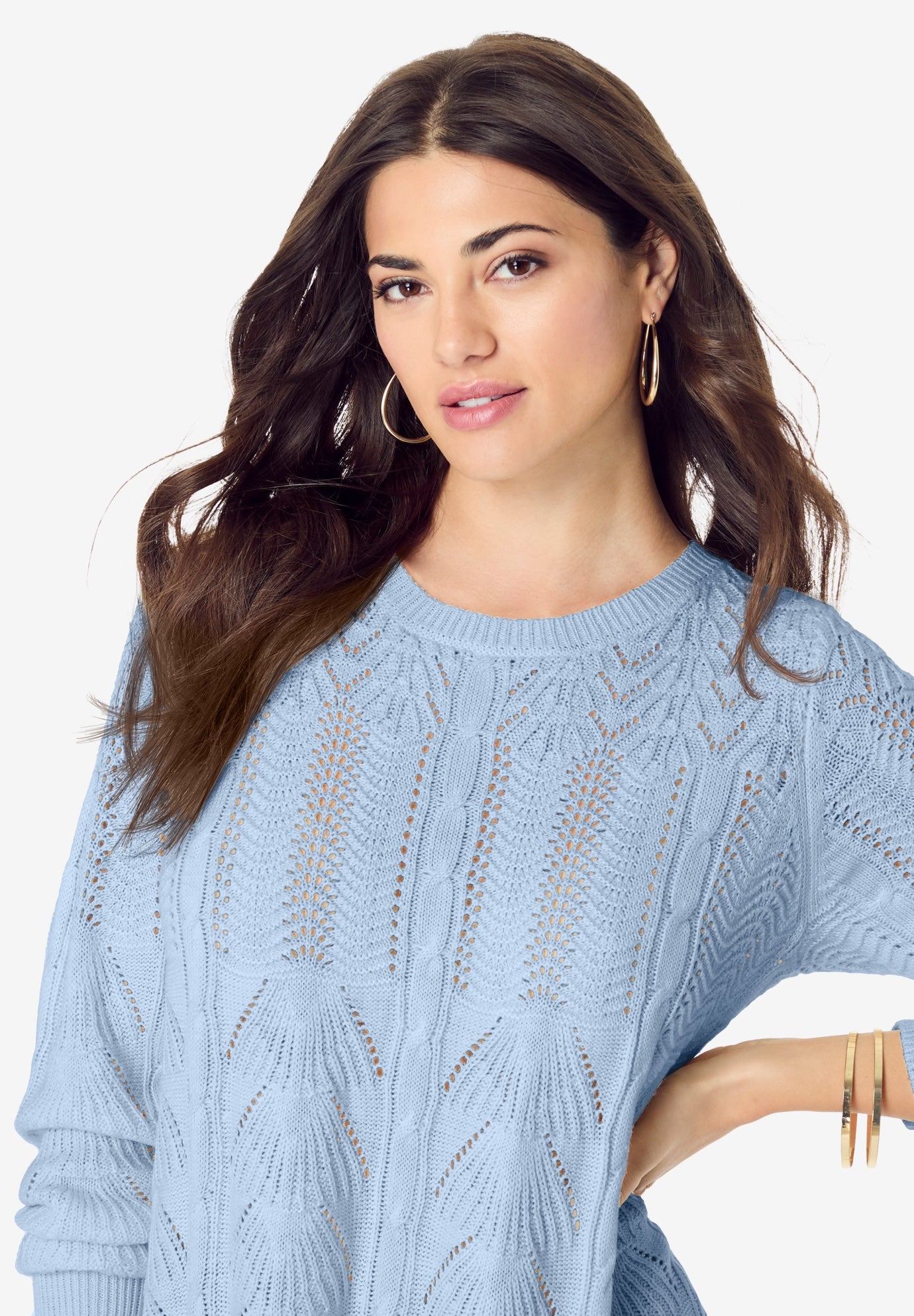 Scallop Hem Pointelle Sweater image number 4