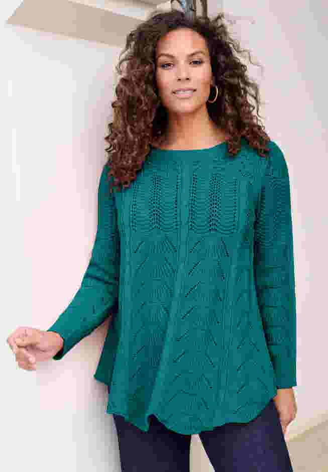Scallop Hem Pointelle Sweater image number 0