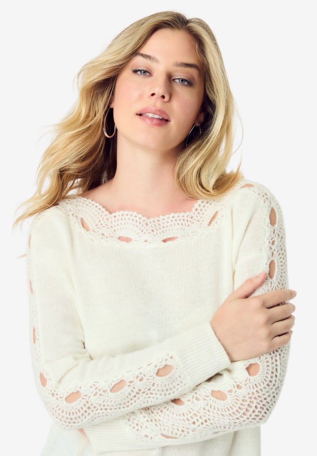 Pointelle Sleeve Pullover image number 4