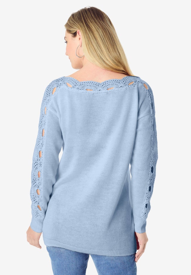 Pointelle Sleeve Pullover image number 2
