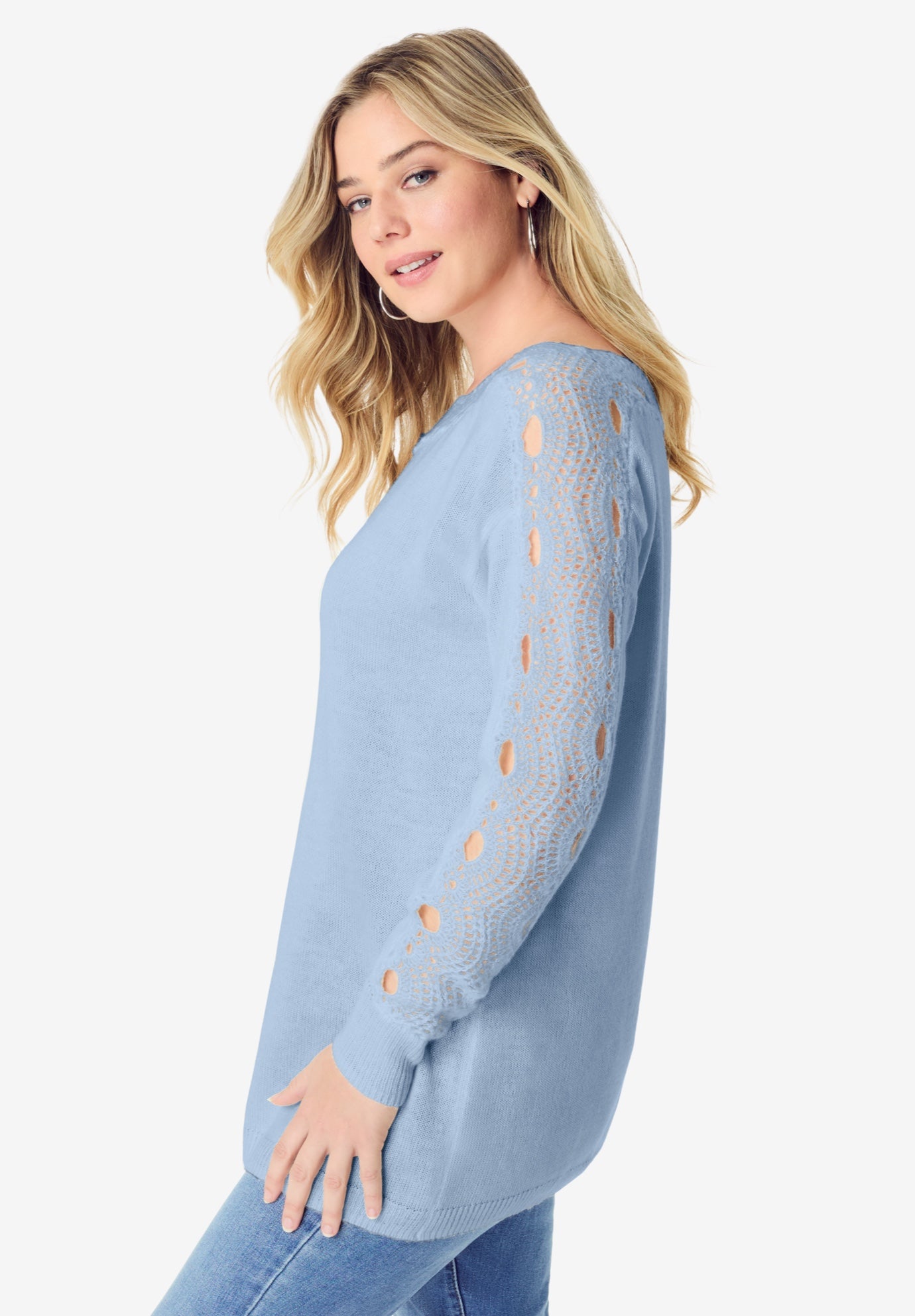 Pointelle Sleeve Pullover image number 3