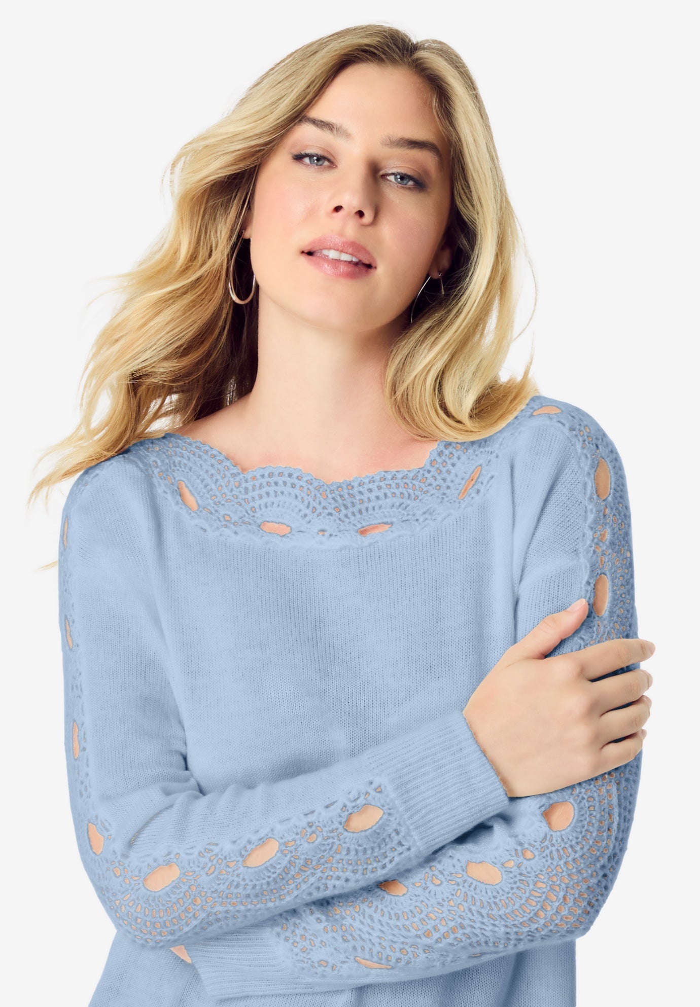 Pointelle Sleeve Pullover image number 4