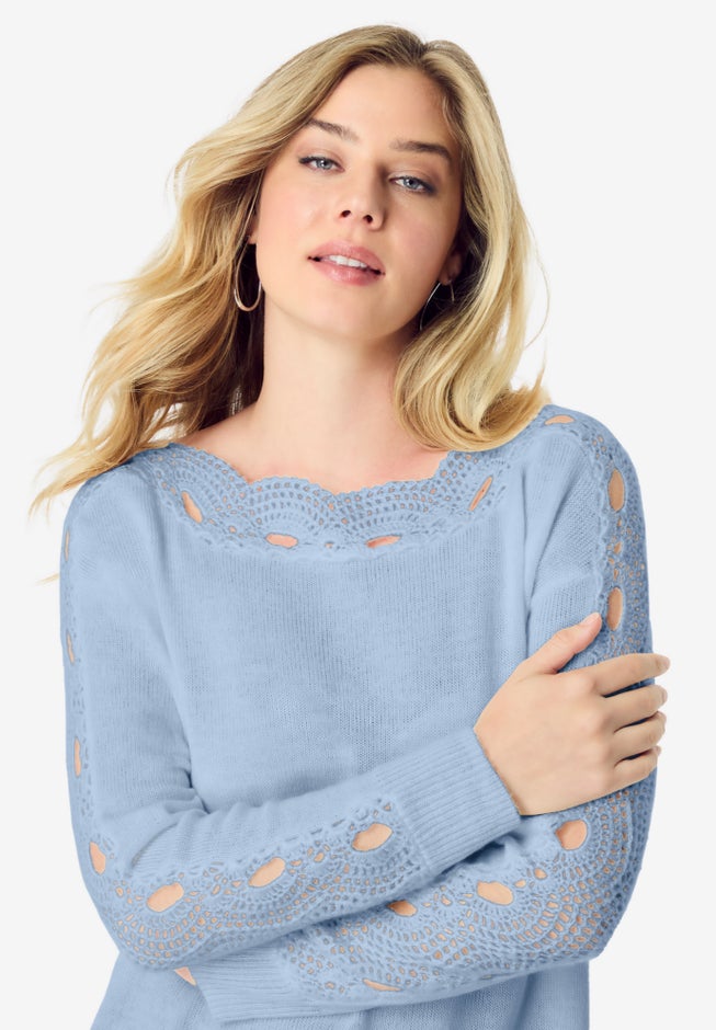 Pointelle Sleeve Pullover image number 4