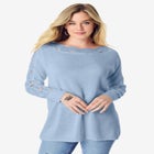Pointelle Sleeve Pullover image number null