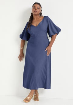 Puff-Sleeve Babydoll Maxi Dress