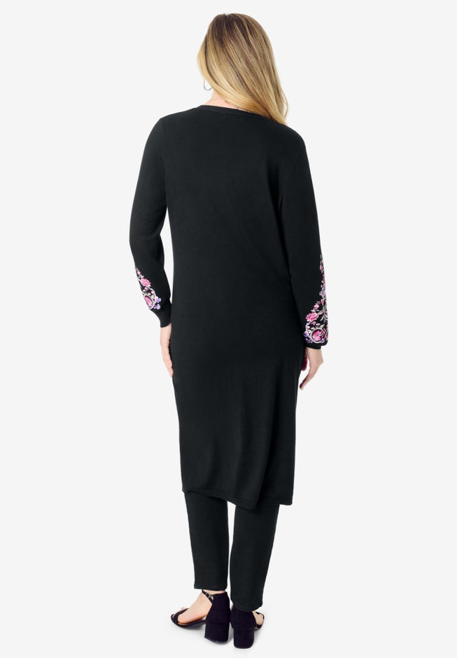 Embroidered Duster Cardigan image number 1